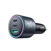 Joyroom JR-CCN07 145W automobilinis įkroviklis 2xUSB-C USB-A + 100W USB-C kabelis - tamsiai pilkas