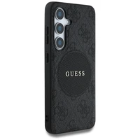 Dėklas telefonui Guess 4G Round Patch Classic Logo MagSafe Samsung Galaxy S25 Plus juodas
