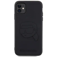 Karl Lagerfeld KLHCN613DRKNK iPhone 11 / Xr 6.1" juodas/juodas kietas dėklas guminis Karlo galva 3D
