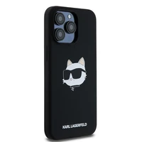 Karl Lagerfeld silikoninis Choupette Head magnetinis dėklas telefonui iPhone 15 Pro Max - juodas