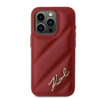 Karl Lagerfeld Diagonal Quilted Script dėklas telefonui iPhone 15 Pro Max - raudona