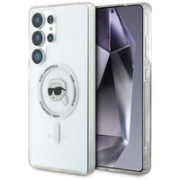 Dėklas Karl Lagerfeld Button Karl Head Printed Logo Magnetinis Samsung Galaxy S25 Ultra baltas