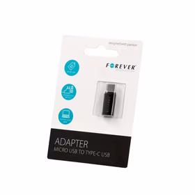 Forever adapteris microUSB - USB-C juodas