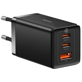 Sieninis įkroviklis Baseus GaN5 Pro 2xUSB-C + USB, 65W (juodas)