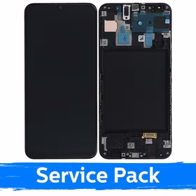 Ekranas skirtas Samsung A305 A30 juodas su rėmeliu (Service Pack)