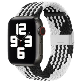 Laikrodžio juosta Apple Watch 38/40/41 mm – pyninė audinio juosta, juoda ir balta