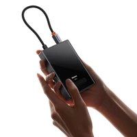 Baseus PioneerJoy 8-in-1 USB-C šakotuvas HDMI 4K@60Hz + HDMI 4K@30Hz + DisplayPort 8K@30Hz + VGA + 2 x USB-A 3.0 + 2 x USB-C - pilkas