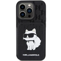 Karl Lagerfeld Saffiano Cardslots and Stand Monogram Choupette Dėklas telefonui iPhone 15 Pro Max - juodas