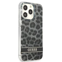 Guess GUHCP13LHSLEOK iPhone 13 Pro / 13 6.1" pilkas/pilkas kietas dėklas Leopardas