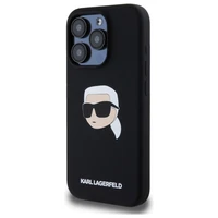 Karl Lagerfeld KLHMP15XSKHPPLK iPhone 15 Pro Max 6.7" kietasis silikoninis dėklas telefonui su Karl Head spauda ir Magnetine MagSafe funkcija, juodas