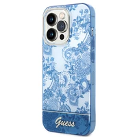 Guess GUHCP14LHGPLHB iPhone 14 Pro 6.1 mėlynas / mėlynas kietasis dėklas Porcelain Collection
