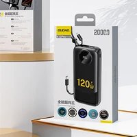 Dudao K13Pro 20000mAh išorinė baterija su įmontuotu kabeliu - juoda