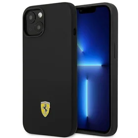 Dėklas telefonui Ferrari FEHCP14MSIBBK iPhone 14 Plus 6.7 juodas silikoninis metalinis logotipas