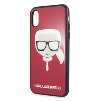 Karl Lagerfeld Ikoninis Blizgantis Karlo Galvos iPhone X / Xs Dėklas - raudona