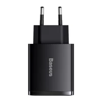 Įkroviklis Baseus Compact Quick Charger, 2xUSB, USB-C, PD, 3A, 30W (juodas)