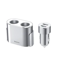 Baseus CRDYQ-0S skirstytuvas 2x cigarečių lizdas 80W 2x USB-A 3.1A - sidabrinis
