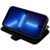 BMW dėklas BMBKP14X22RDPK iPhone 14 Pro Max 6.7" juodas/juodas knyginis odinis tekstūruotas ir dryžuotas