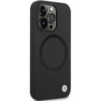 BMW BMHMP14LSILBK2 dėklas iPhone 14 Pro - juodas Signature Liquid Silicone MagSafe