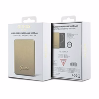 Magnetinė išorinė baterija Guess MagSafe Metal Script Logo 5W 3000mAh (auksinė)