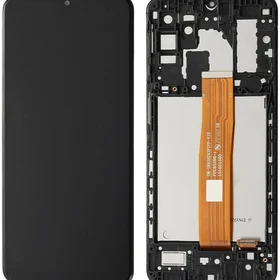 Ekranas Samsung A127 A12s 2021 su lietimui jautriu stikliuku su rėmeliu juodas ORG