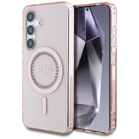 Guess Krištolai Spausdintas Klasikinis Logotipas Magnetinis Samsung Galaxy S25 Dėklas rožinė