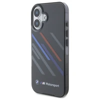 BMW Motosport IML atsitiktinės juostos iPhone 16 Plus dėklas - juodas