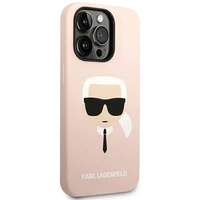 Karl Lagerfeld KLHCP14LSLKHLP iPhone 14 Pro 6.1 "kietas dėklas rožinis/rožinis Silikoninė Karlo Galva