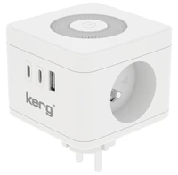 KERG Smart 2 lizdų maitinimo kubas + USB-A + USB-C įkroviklis + LED lempa 16A/250V~ baltas