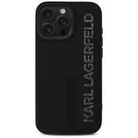 Karl Lagerfeld HC 3D Guminis Pailgintas Blizgus iPhone 16 Pro dėklas - juodas