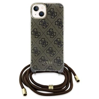Guess Crossbody Cord 4G Print dėklas telefonui iPhone 15 / 14 / 13 - rudas