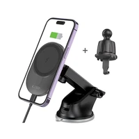 Tech-Protect MM15W-V1 automobilinis telefono laikiklis su MagSafe 15W belaidžiu įkrovikliu prietaisų skydeliui / oro angai - juodas