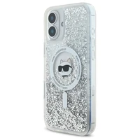 Karl Lagerfeld Liquid Glitter Choupette Head Magnetinis dėklas telefonui iPhone 16 - skaidrus