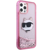 Karl Lagerfeld KLHCP12MLNCHCP iPhone 12/12 Pro 6.1" rožinis/rožinis kietas dėklas Blizgantis Choupette Galva