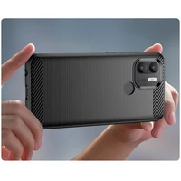 Carbon Case dėklas Xiaomi Redmi A1+ lankstus silikoninis anglies dangtelis juodas