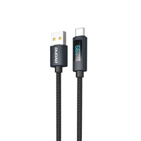 Dudao L7T USB-A - USB-C 66W kabelis su LED ekranu 1m - juodas