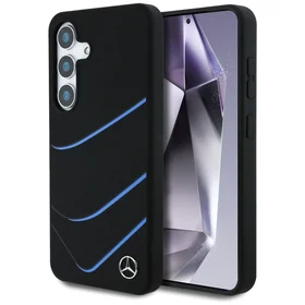 Mercedes Silikoninis Kontrastingos kreivės Magnetinis dėklas Samsung Galaxy S25 - juodas