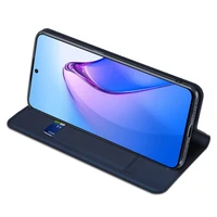 Dux Ducis Skin Pro dėklas telefonui Oppo Reno 8 Pro su atverčiamu dangteliu, kortelių pinigine ir stovu, mėlynas