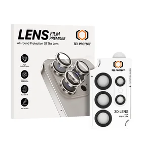 Grūdintas stiklas Tel Protect 3D objektyvo apsaugai ant kameros Samsung Galaxy S25 Ultra juodas (lēcas 5 vnt.)