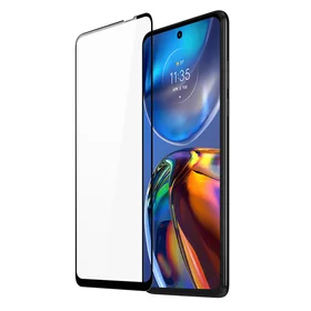 Dux Ducis 10D Apsauginis stiklas 9H viso ekrano su rėmu, derinamas su dėklu Motorola Moto E32, juodos spalvos