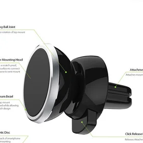 Automobilinis telefono laikiklis CPH-26, tvirtinamas ant ventiliacijos grotelių, magnetinis