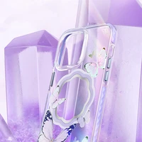 Kingxbar Butterfly Series magnetinis dėklas telefonui iPhone 14 Plus MagSafe su drugelių motyvu rožinės spalvos