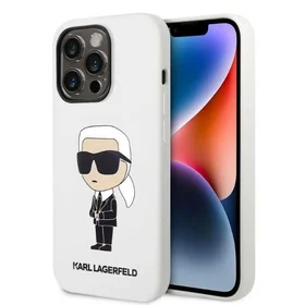 Karl Lagerfeld KLHCP14LSNIKBCH iPhone 14 Pro 6.1" kietasis dėklas baltas/baltas Silikoninis Ikonik