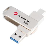 FORCELL F-DATA USB atmintinė Metal Duo 16GB USB3.2 Gen 1 (USB A / Type C) sidabrinė