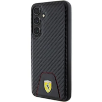 Ferrari Carbon Stitched Bottom dėklas telefonui Samsung Galaxy S24+ - juodas