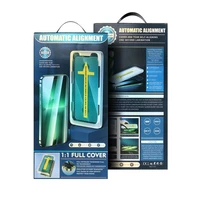 5D pilno klijavimo grūdintas stiklas iPhone 13 / 13 Pro / 14 juodas + aplikatorius