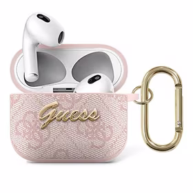 Guess GUA34GSMP AirPods 3 dėklas rožinis/rožinis 4G Script Metal Collection