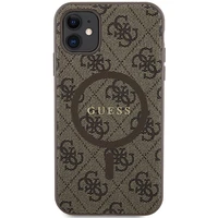 Guess GUHMN61G4GFRW iPhone 11 6.1" / Xr rudas/rudas kietas dėklas 4G kolekcija odinis metalinis logotipas Magnetinis