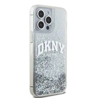 DKNY skystojo blizgučio didelio logotipo dėklas telefonui iPhone 15 Pro - baltas