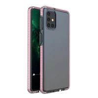 Spring Case skaidrus TPU gelis apsauginis dėklas su spalvotu rėmeliu Samsung Galaxy M31s šviesiai rožinė