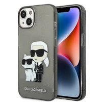 Karl Lagerfeld blizgus Karl&Choupette dėklas telefonui iPhone 14 Plus - juodas